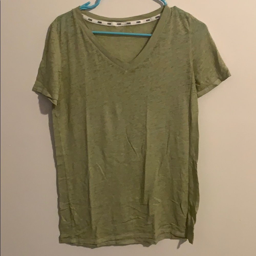 VS Pink v-neck Tee - burnout material